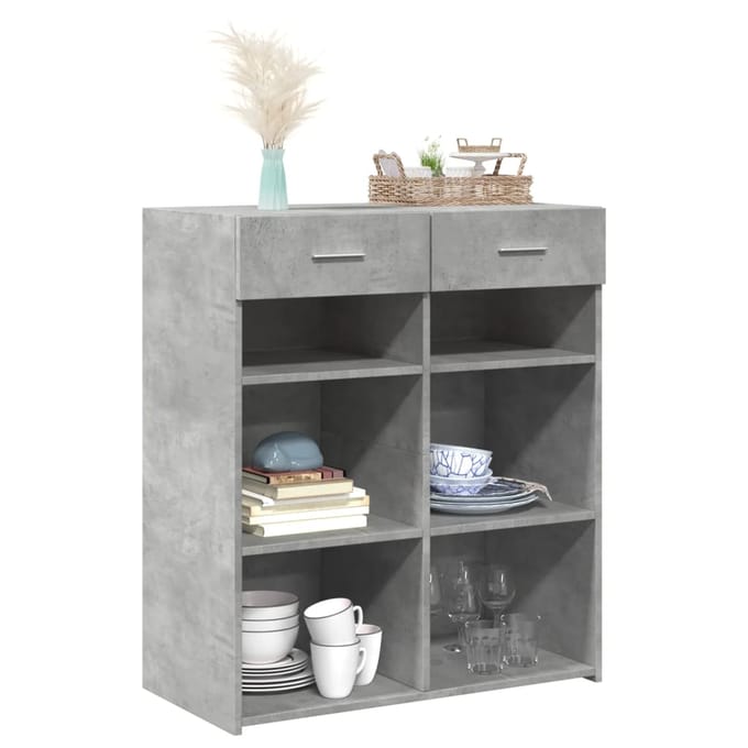 vidaXL - Dressoir - 80x42,5x93 - cm - bewerkt - hout - betongrijs