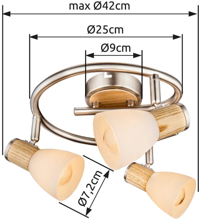 Spot - nikkel - Gylfi - metaal - Ø 25cm - E14 - 54352-3 - Globo