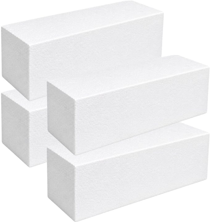 Piepschuim vormen - baksteen - 4x - 30 x 10 x 10 cm - styropor hobby / DIY vorm - basis knutselfiguren