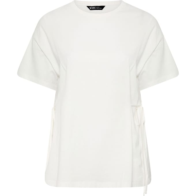Yours Wit Tshirt Met Striksluiting Aan De Voorkant Size 46
