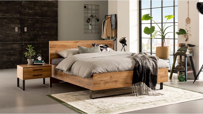 B Bright Bed Craft met lattenbodems Bossflex 400 en Maxi Plus Pure matrassen - 140 x 200 cm - eiken