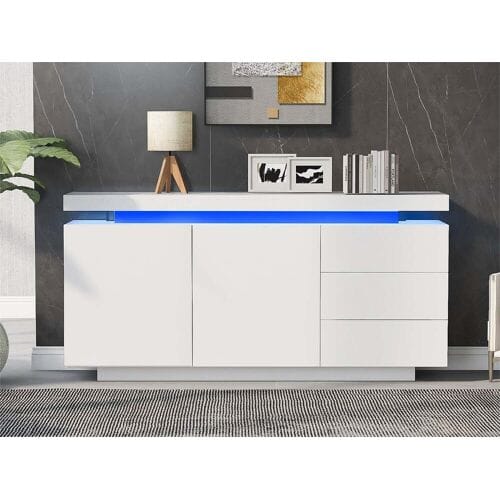 ModernLuxe Modern dressoir met LED - 2 deuren en 3 lades - Wit