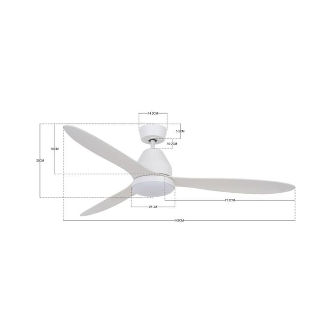 Beacon Lighting Plafondventilator met licht Whitehaven wit stil