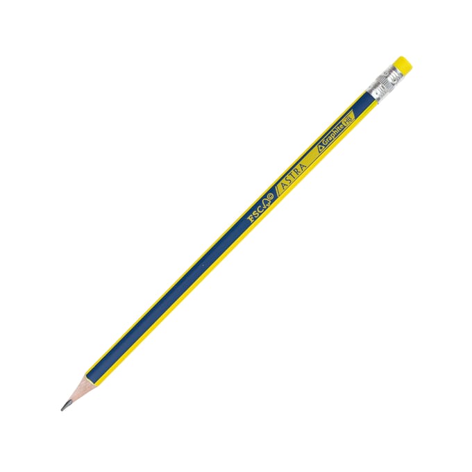 Astra Potlood HB Driehoekig met Gum - 2 Stuks