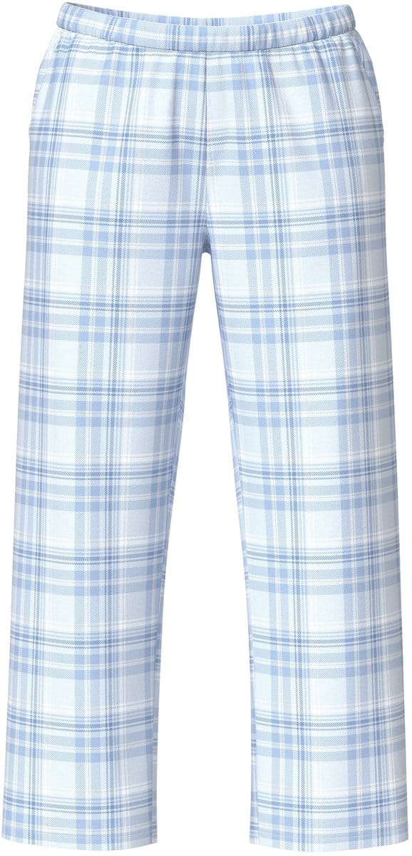 Ulla Popken - Dames - Pyjamabroek ruitpatroon rechte pijpen - Blauw - Maat 46+
