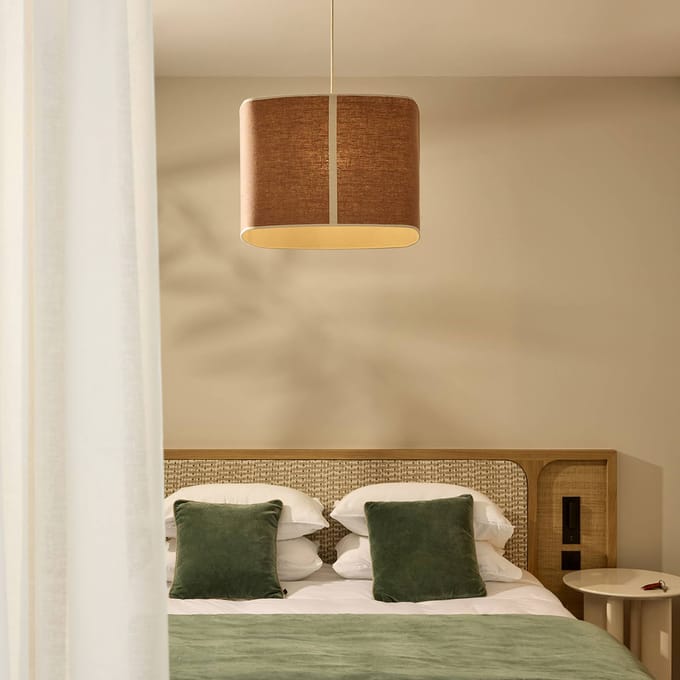 MARKET SET Hanglamp Dolce, kurkbruin, linnen, E27