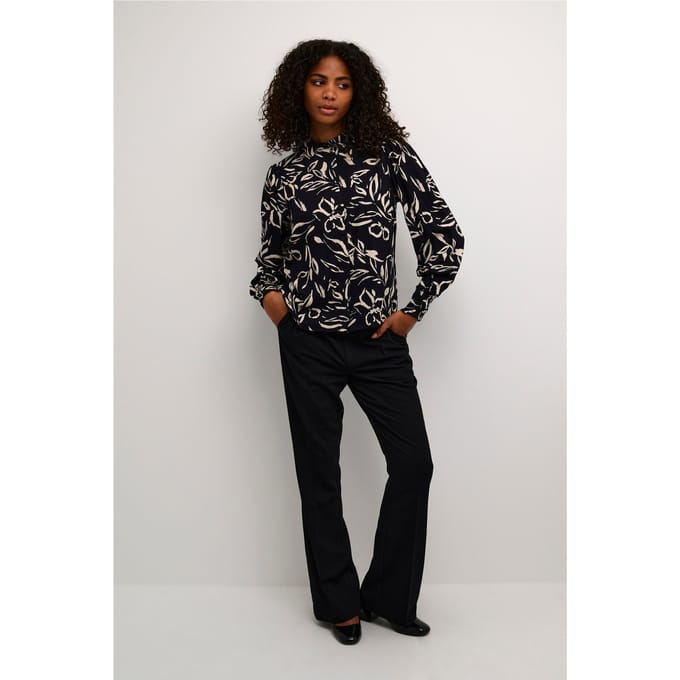 Overhemd met lang mouwen Regular fit Black/Sand Painted Flower black multi