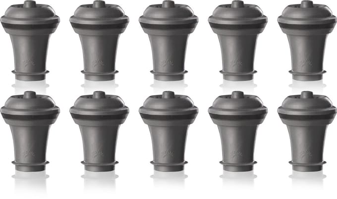 Vacu Vin Wijnstoppers Set van 10 – Reserve Afsluitdoppen voor Wine Saver – Herbruikbaar – Grijs