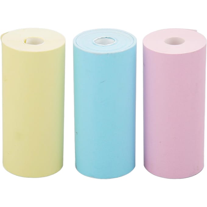 12 Rouleaux Papier d'Impression Mini Coloré Polyvalent DIY Mini Rouleau de Papier Thermique pour Imprimante 57x25mm white