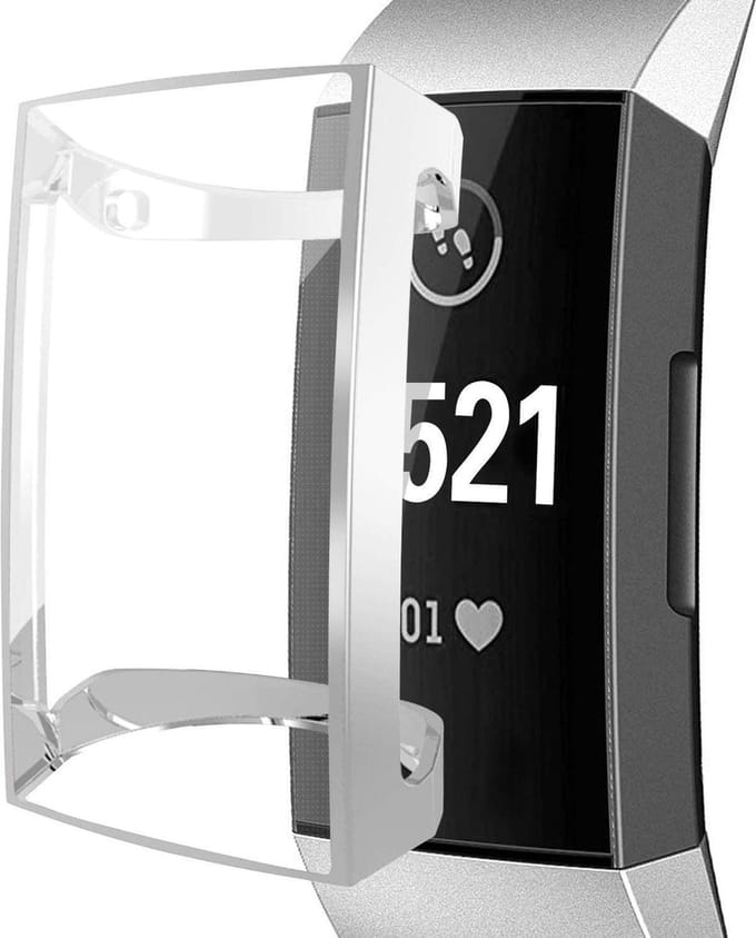 YPCd® FitBit Charge 3 Siliconen Case - Zilver - 360 bescherming