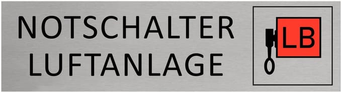 CombiCraft Aluminium Deurbordje "Notschalter Luftanlage " 165x45mm met tape
