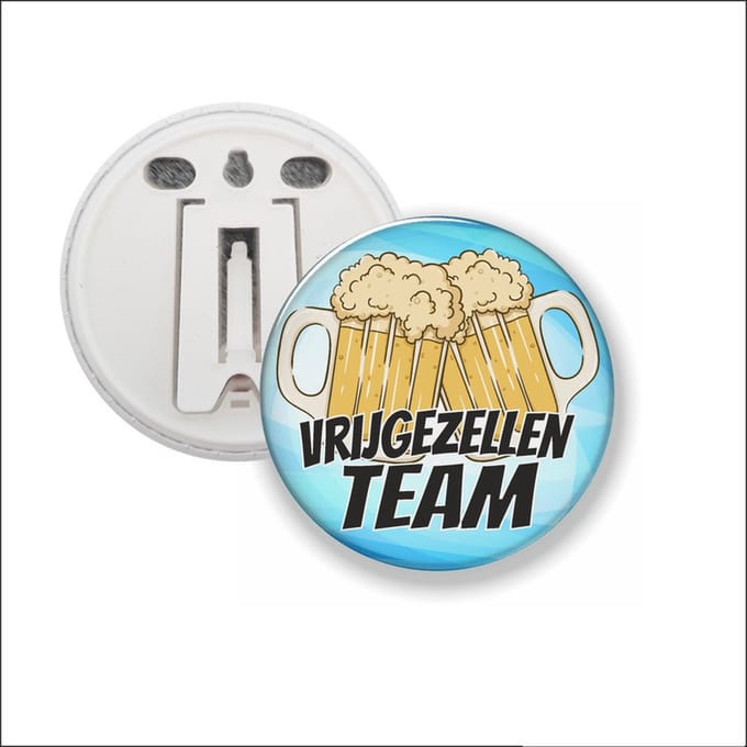 Button Met Clip 58 MM - Vrijgezellen Team - Blauw