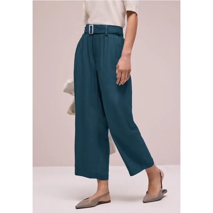 7/8 Wide Legs broek met riem