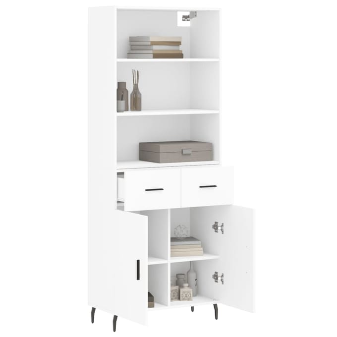 vidaXL - Hoge - kast - 69,5x34x180 - cm - bewerkt - hout - wit