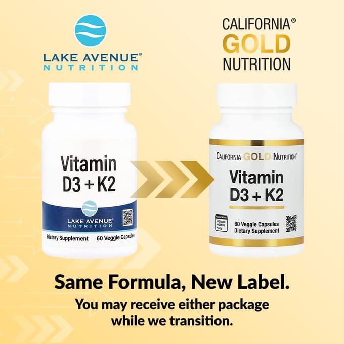 Lake Avenue Nutrition, Vitamine D3 + K2, 60 Plantaardige Capsules