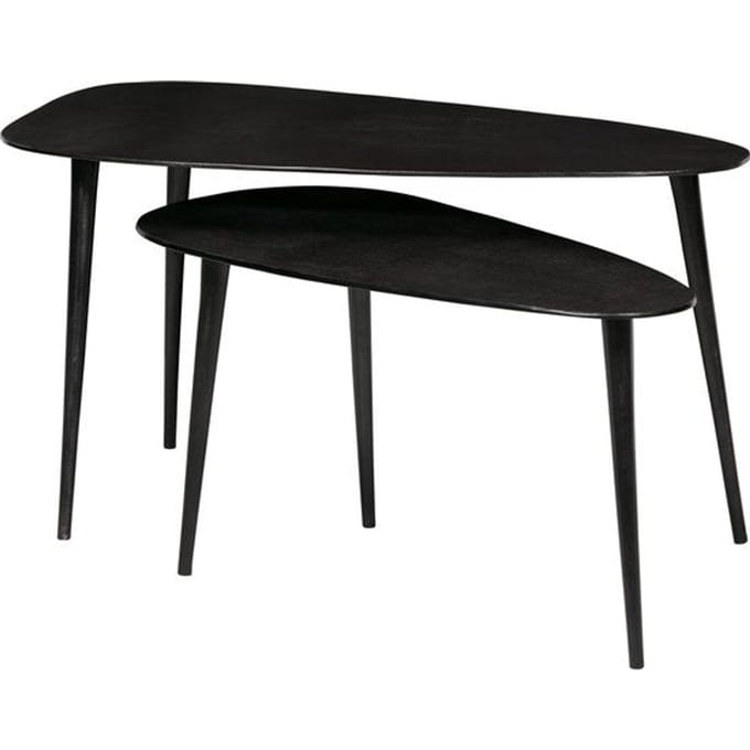 WOOOD Triangle Bijzettafel - Metaal - Zwart Nikkel - 49x89x49 - Set van 2