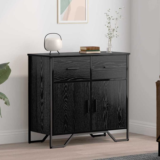 vidaXL - Dressoir - Zwart - Eiken - 79,5 - x - 35,5 - x - 74,5 - cm