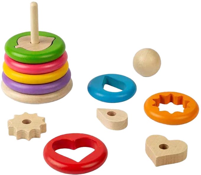 BigJigs houten stapelspeelgoed geheime vormen FSC hout educatief.