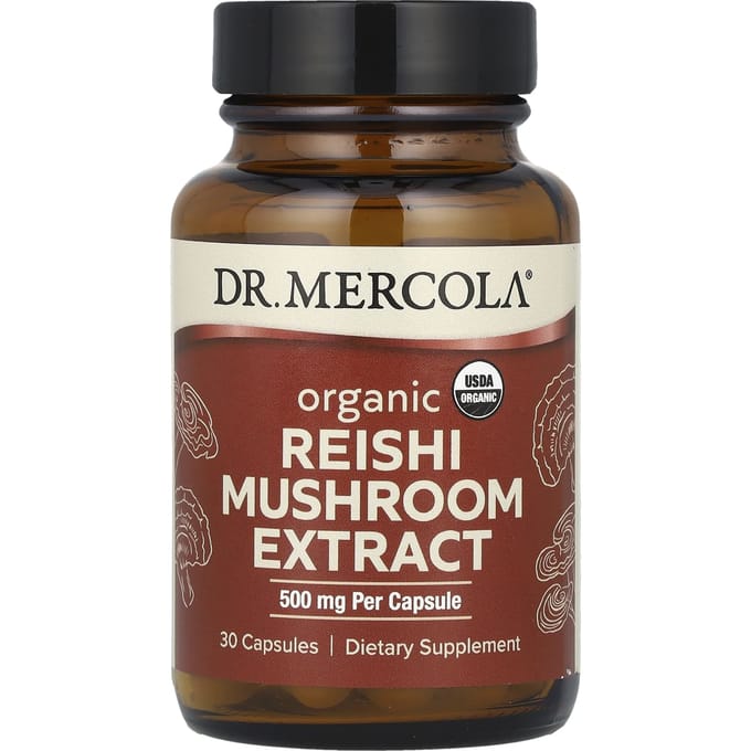 Dr. Mercola, Biologisch Reishi Paddenstoelenextract, 500 mg, 30 Capsules