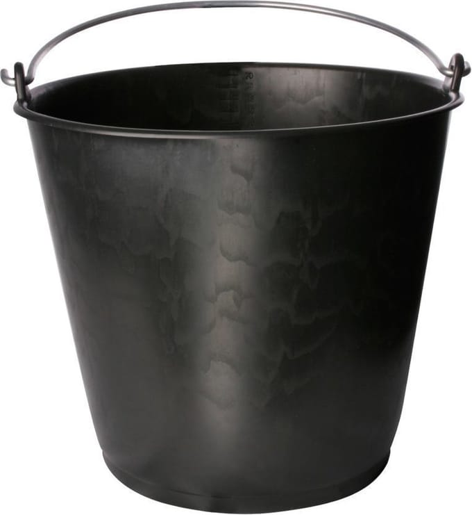 Extra Stevige 20 Liter Bouwemmer Zwart - Met Maataanduiding