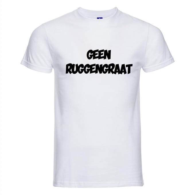 Geen Ruggengraat T-shirt - 100% Katoen - Maat L - Classic Fit - Wit