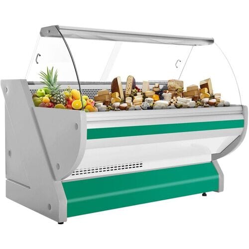 GGM Gastro Kühl-/ Fleischtheke - 2000mm - Grün - mit Fleischlicht & beleuchteter Frontblende