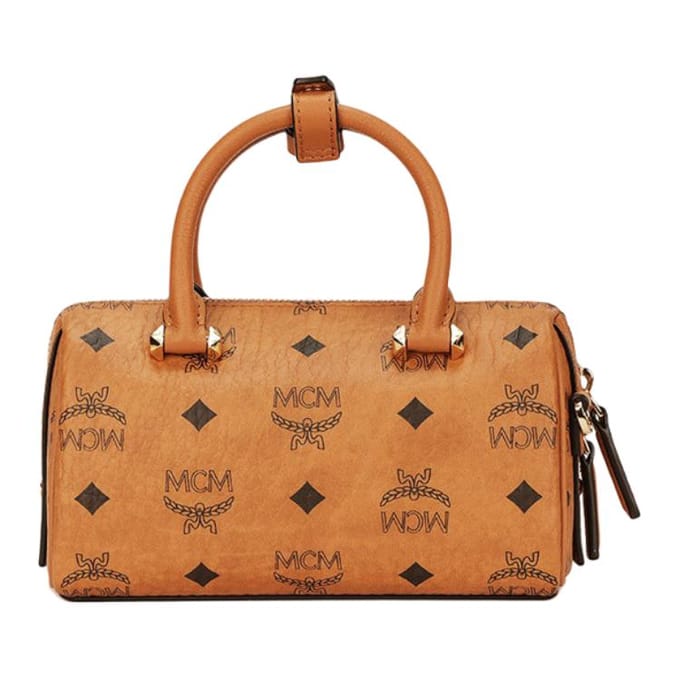 MCM Aren Visetos Boston Tas Dames Schoudertas Bruin Cognac MWBAASE03CO001 Basic Set (Bag+Dust Bag) brown