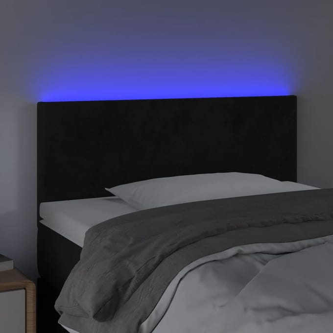 vidaXL - Hoofdbord - LED - 90x5x78/88 - cm - fluweel - zwart