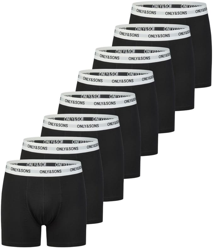 Only & Sons Heren Boxershorts ONSSCOTT 8 PACK Zwart M Ondergoed met Elastische Softband