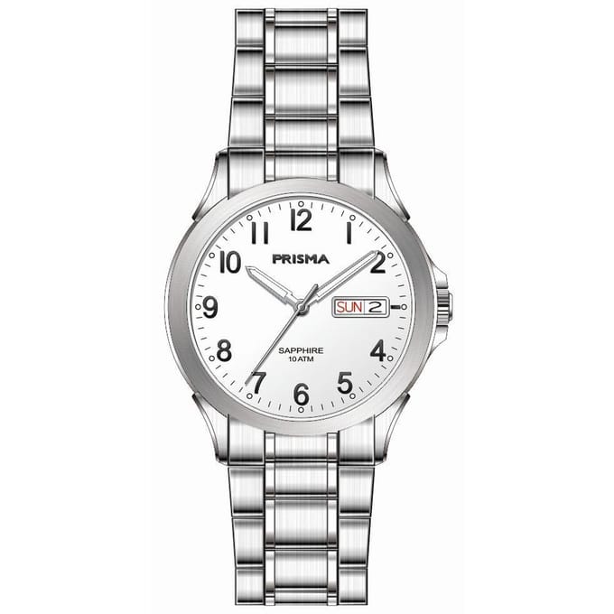 Prisma horloge P.1182 Brace solid cijfers Saffier 10 ATM