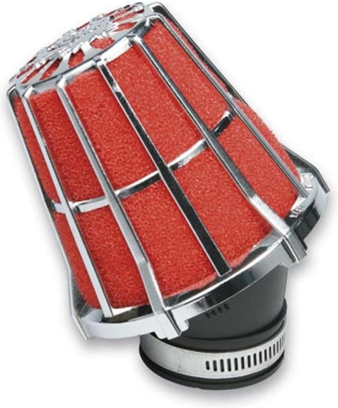 Luchtfilter Racing rooster 38 mm Rood-Chroom - Verbeterde luchtcirculatie