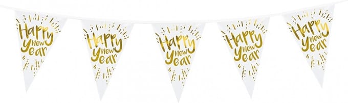 Vlaggenlijn Happy New Year 4 meter