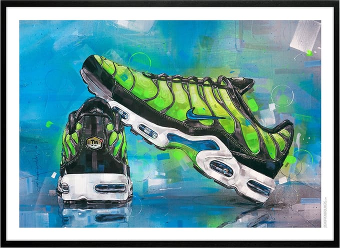 Sneaker print TN plus 71x51 cm *ingelijst & gesigneerd