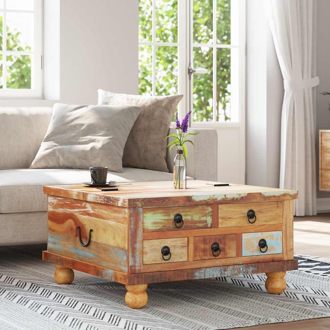 vidaXL - Salontafel - 70x70x38 - cm - gerecycled - hout