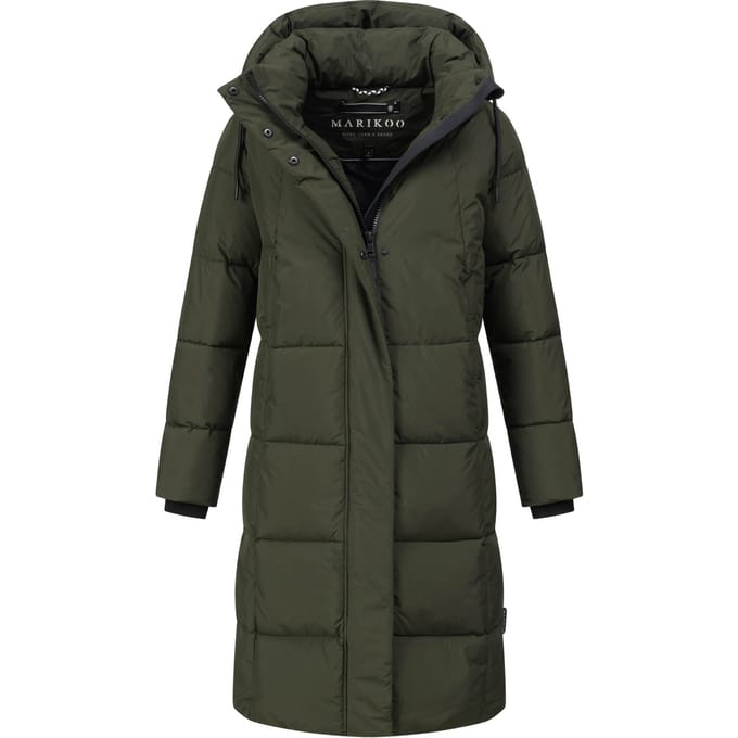 Marikoo dames lange gewatteerde winterjas Tabiaa XVI met capuchon & fleece