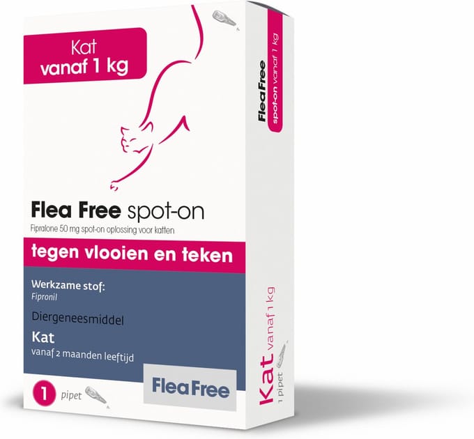 Flea Free Spot-On Kat - Anti vlooien en tekenmiddel - 1 pip Vanaf 1 Kg