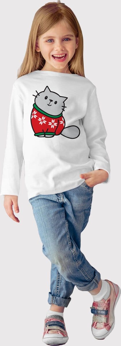 Starry Indigo - T-shirt | Kitty | Meisjes | Wit | Kind 7-8 jaar | Maat 128