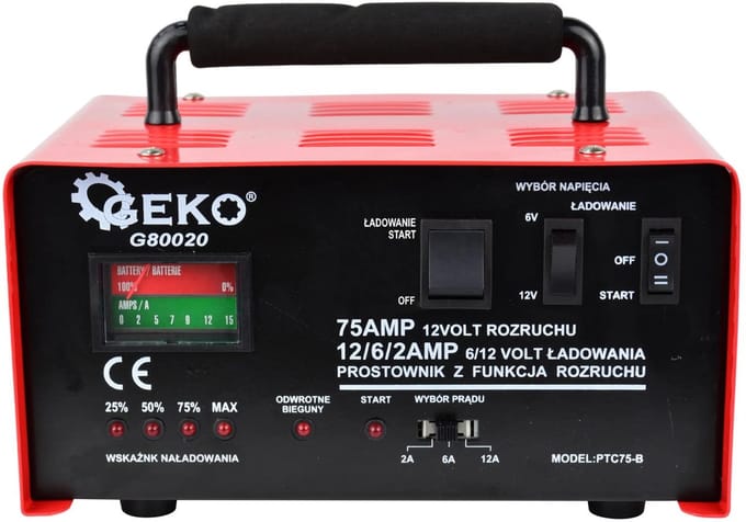 GEKO Acculader - 75A - 6/12V - Ergonomisch - Snel en Trickle Charge