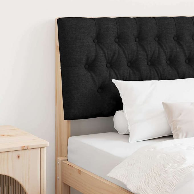 vidaXL - Gestoffeerd - hoofdbord - Zwart - 100 - cm - Massief - grenenhout