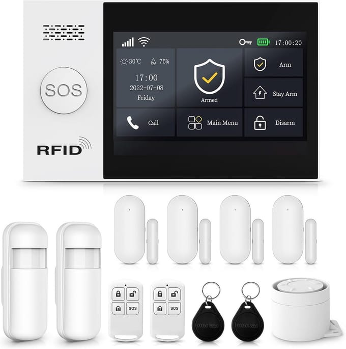 Touchscreen 4G Huisalarmsysteem - Draadloos met Appbesturing en Sirene