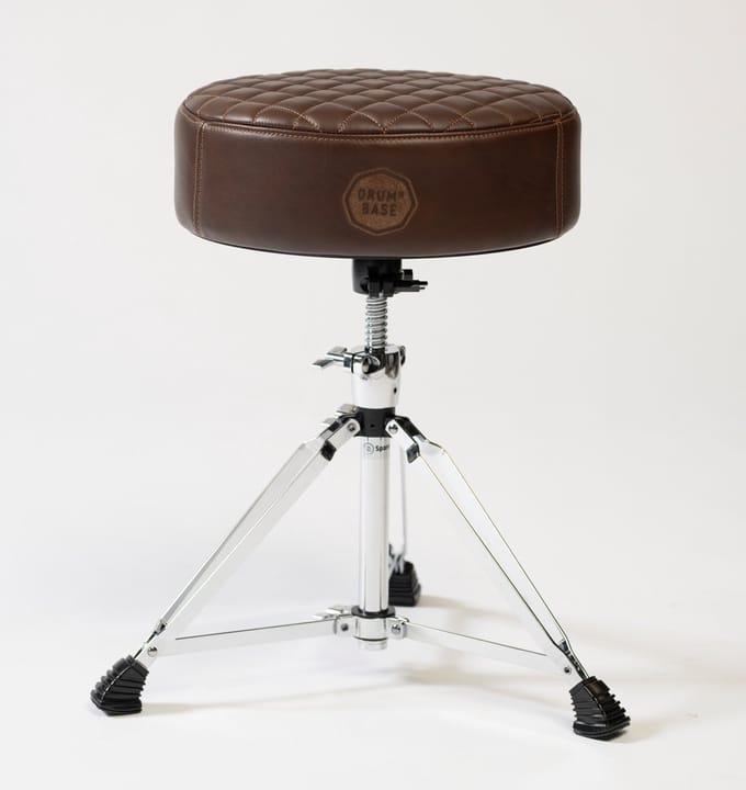 DRUMnBASE Full Grain Leather Drum Throne, Brown - Luxe drumkruk, full-grain leather, bruin