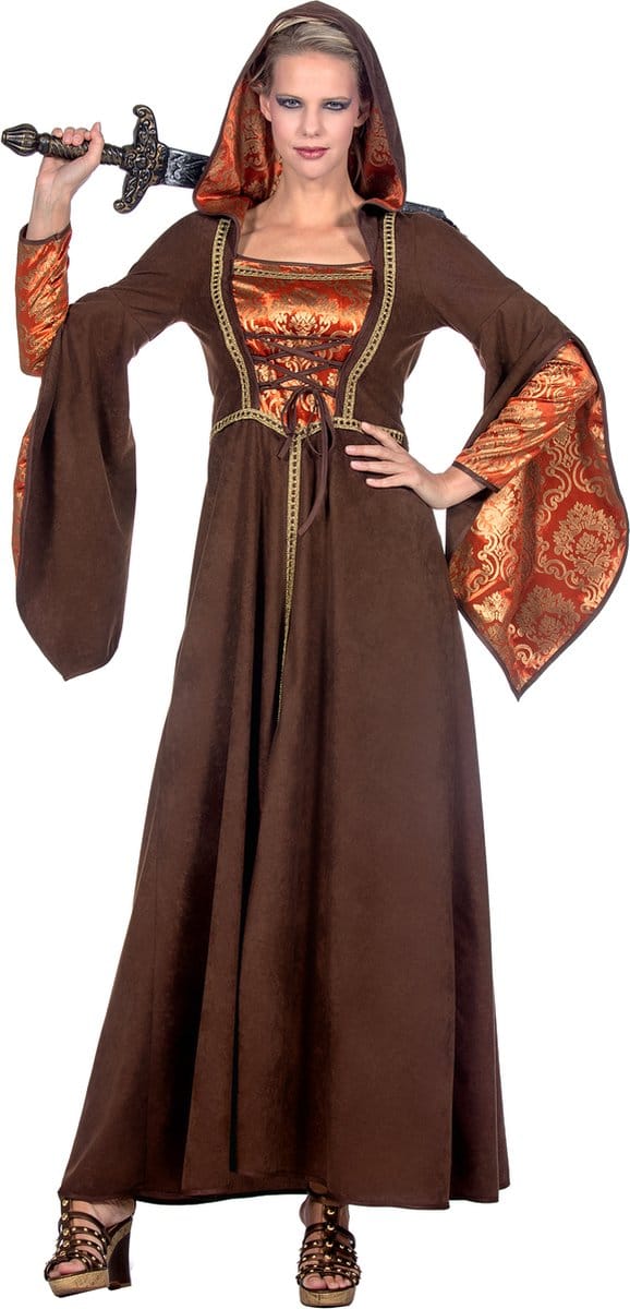 Kasteeldame Jurk Bruin/Oranje Premium - Maat 52