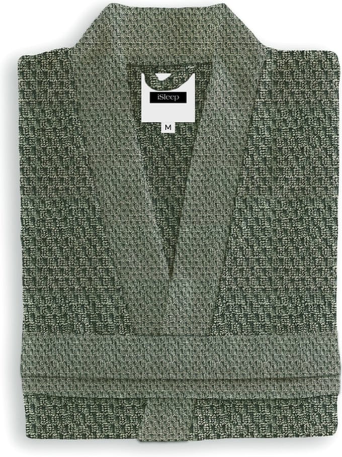 iSleep Badjas Grant - 100% Katoen - Unisex - Maat M - Army Green