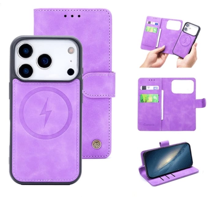 Cityhoesje â“ Bookcase 2-1 MagSafe â“ iPhone 17 Pro Max Paars