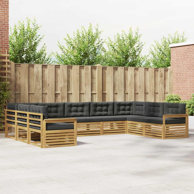 vidaXL - Buiten - bank - set - 9 - st - Wit - en - antracietkleurig