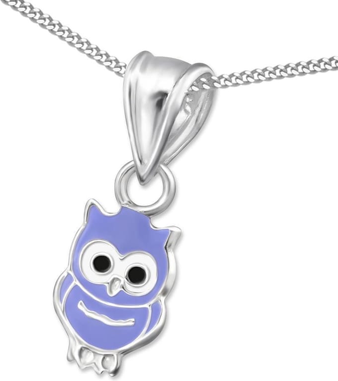 Princess Ketting Uil - 925 Zilver E-Coating - Dier - 6x8mm - 38cm