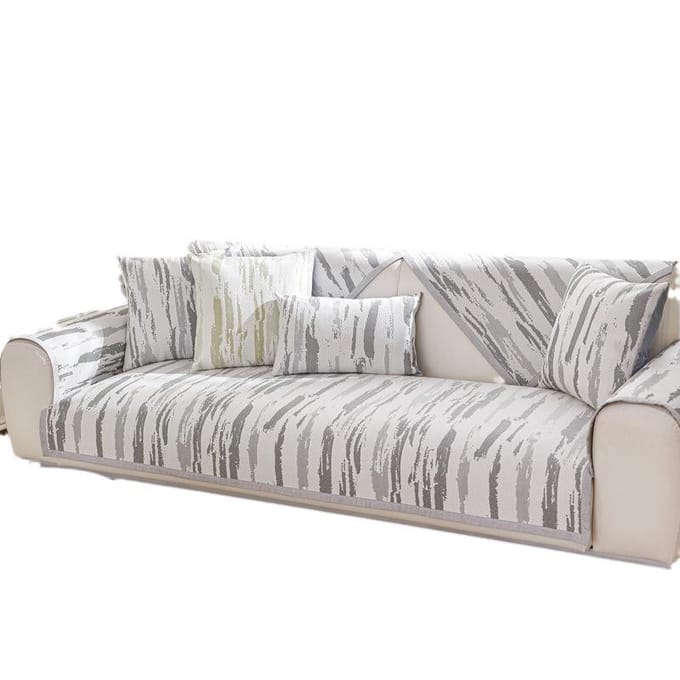 Jacquard Cool Bean Sofakussen Zomer Sofahoes Nieuw Kleurrijk Mat Kussen Zomer Sofahanddoek 70*70cm white
