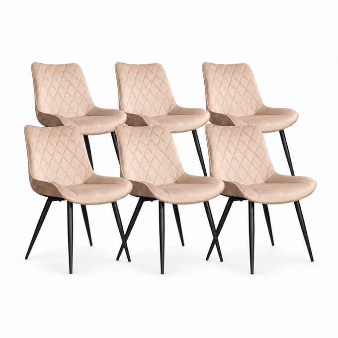 DS4U® - Benito eetkamerstoel - Set van 6 - Champagne - Velvet