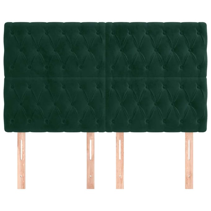 vidaXL - Hoofdbord - donkergroen - 160x7x118/128 - cm - fluweel