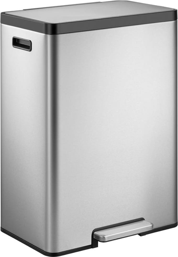 EKO - EcoCasa 2 pedaalemmer 45 liter - Stainless Steel Plastic - mat RVS - Prullenbak